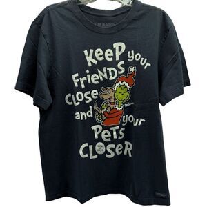 Life‎ is Good Grinch Max Pets Closer Crusher Tee, Dark Grey Men's Size Large